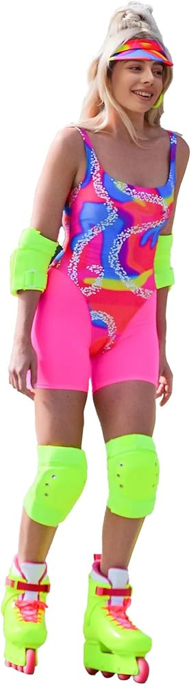 Womens Neon Costume Margot Robbie Movie Outfit Full Set with Hat | Amazon (US)