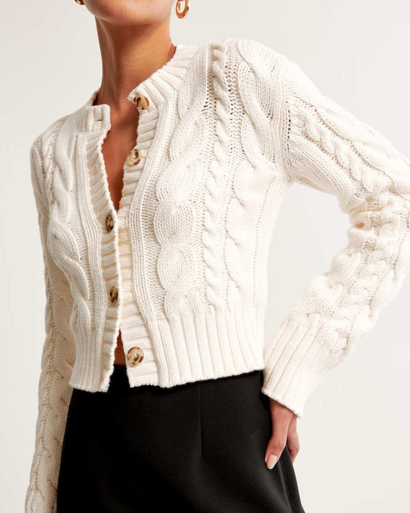 Cable Short Cardigan | Abercrombie & Fitch (US)