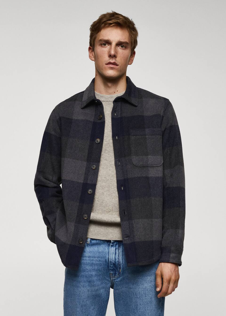 Check wool-blend overshirt -  Men | Mango Man USA | MANGO (US)