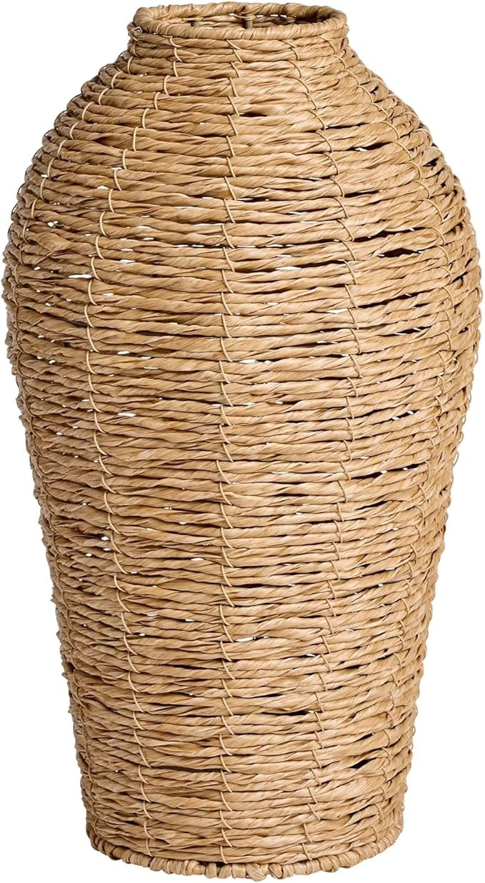 15" Woven Faux Seagrass Floor Vase – Large Decorative Planter, Indoor Greenery Display | Amazon (US)