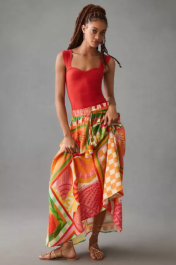 Farm Rio Vibrance Maxi Skirt By Farm Rio in Assorted Size L | Anthropologie (US)