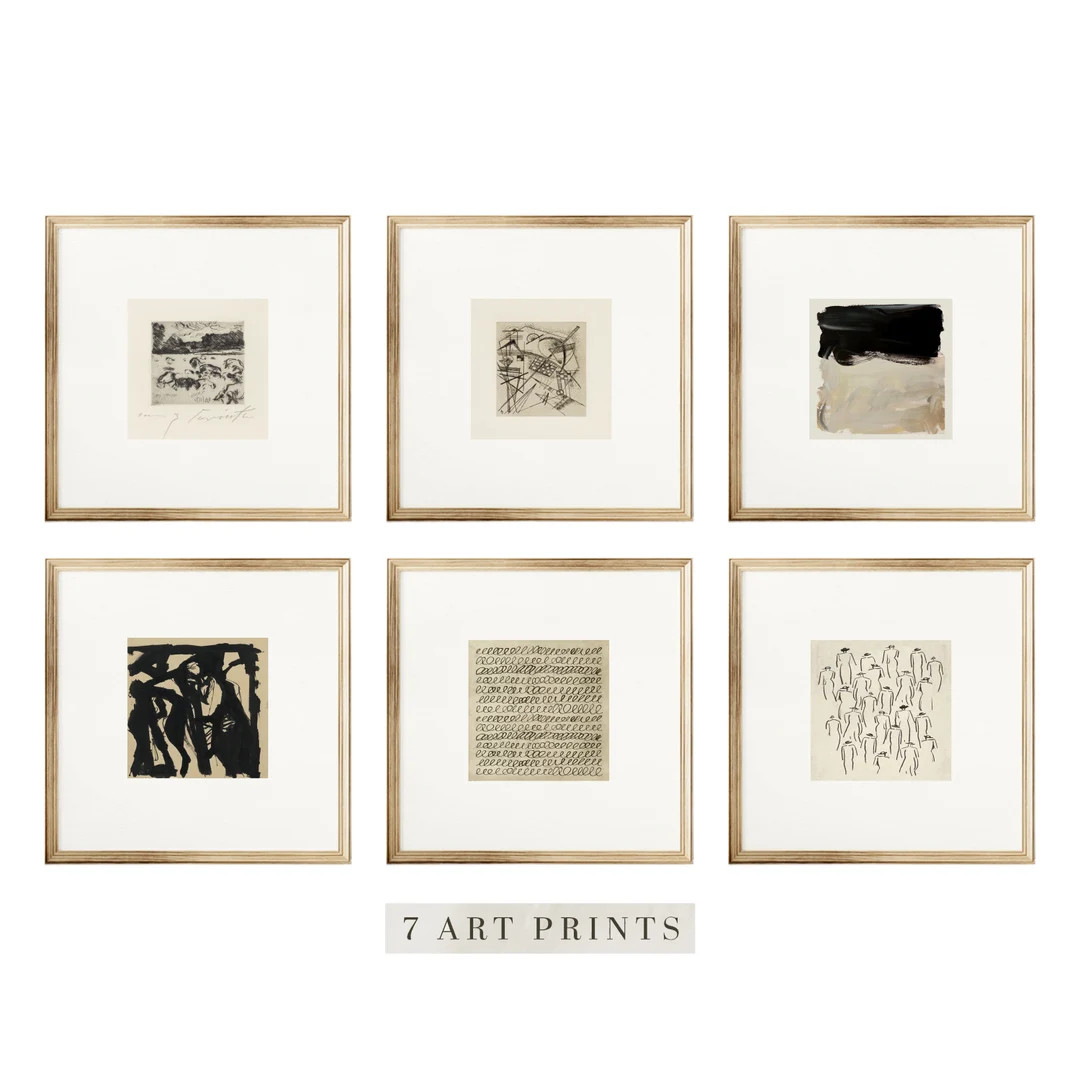 Vintage Beige & Black Gallery Wall Art Set (digital Download) - Etsy | Etsy (US)