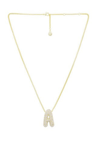 BaubleBar Pave Bubble Initial Necklace in Metallic Gold. | Revolve Clothing (Global)