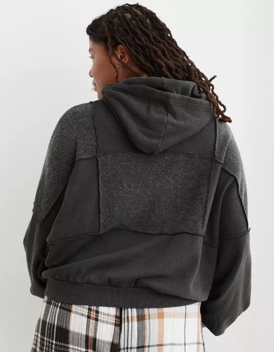 Aerie Sherpa Patchwork Hoodie | American Eagle Outfitters (US & CA)
