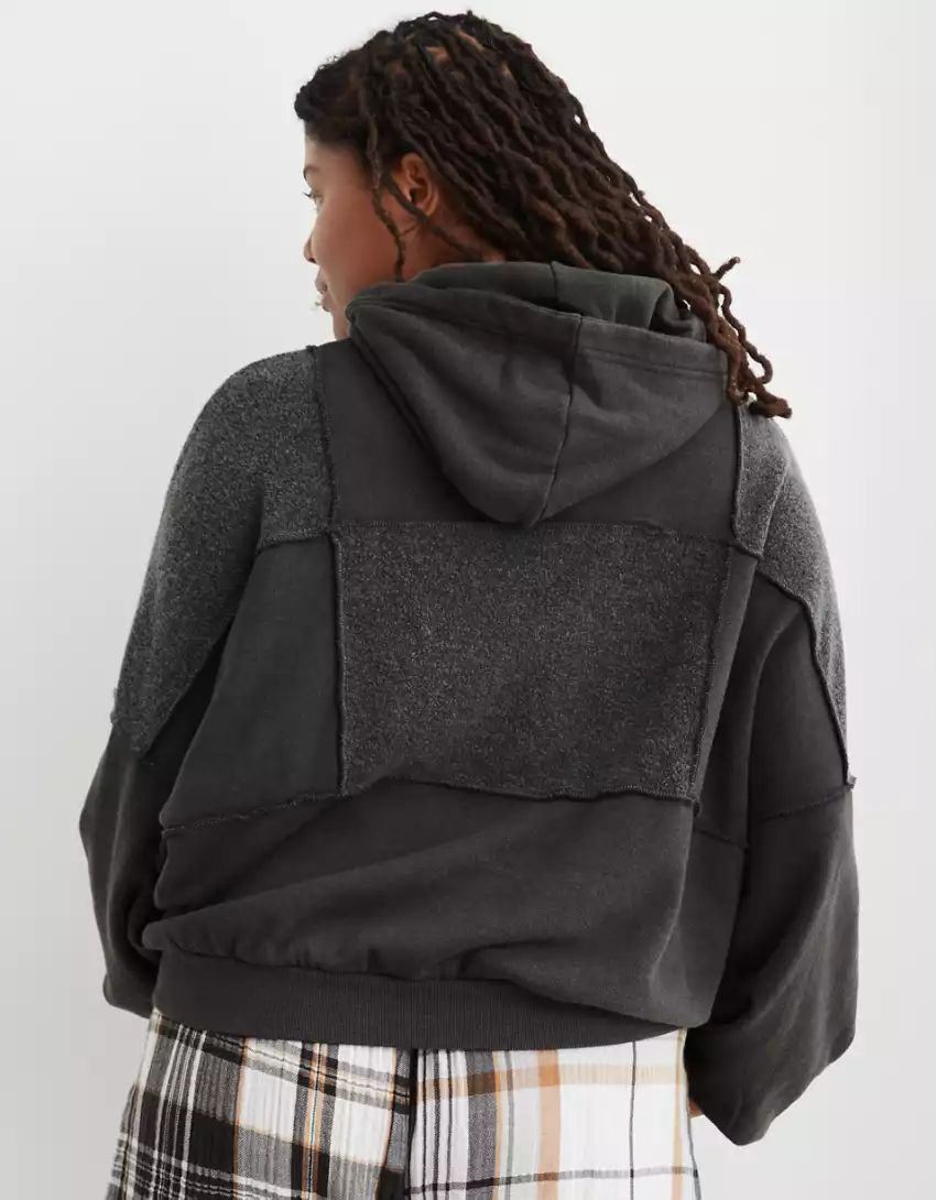 Aerie Sherpa Patchwork Hoodie | Aerie