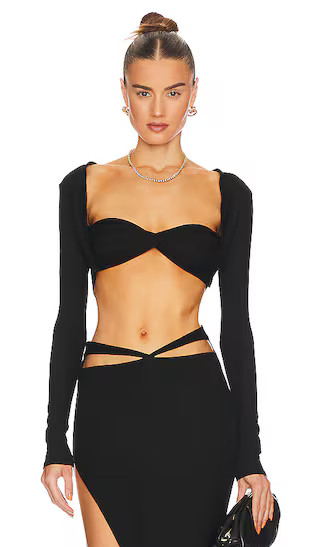 Long Sleeve Bandeaux Top in Black | Revolve Clothing (Global)