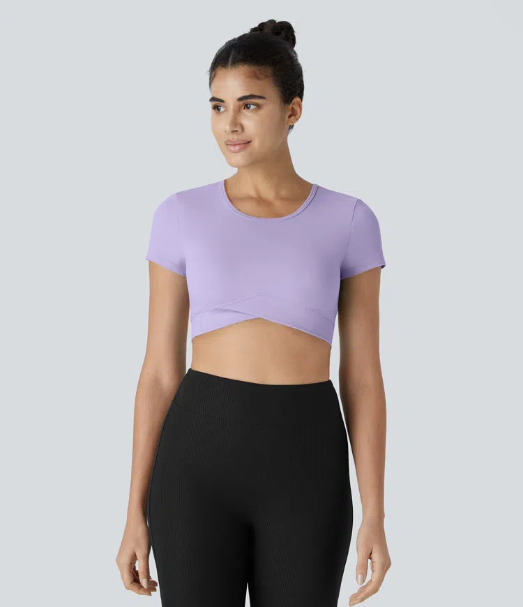 Women’s Softlyzero™ Plush Crossover Hem Cropped Sports Top - Halara | HALARA