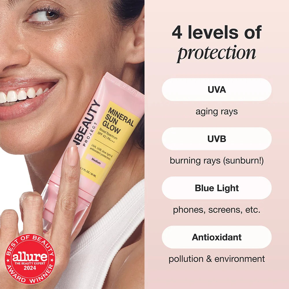 Mineral Sun Glow SPF 43 PA+++ | Broad Spectrum Sunscreen with Peptides & Vitamin C | InnBeauty Project
