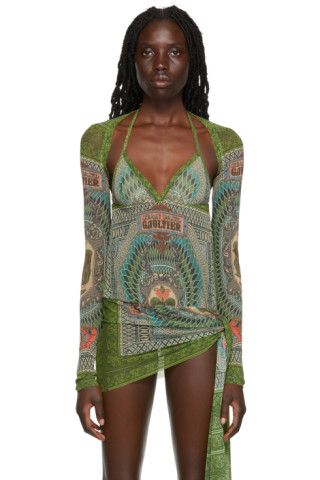 Jean Paul Gaultier - SSENSE Exclusive Green Banknote Cardigan | SSENSE