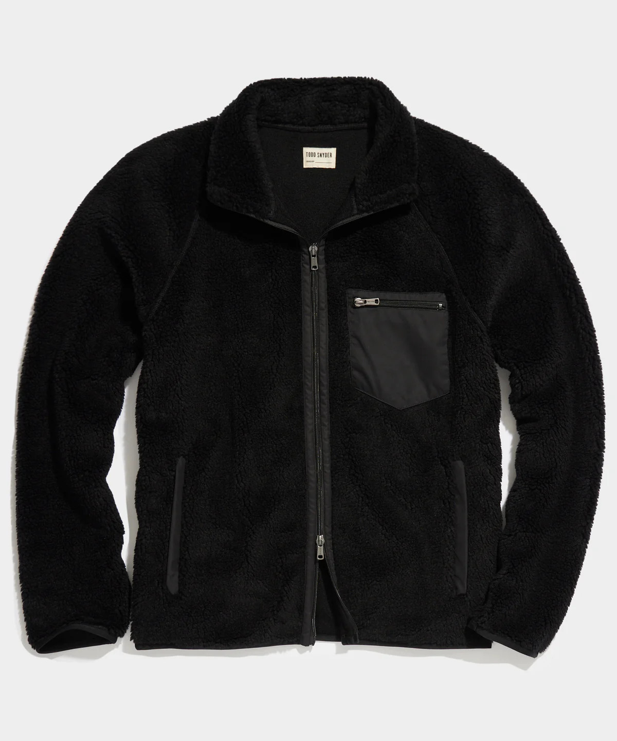 Italian Recycled Fleece Full-Zip Jacket in Black | Todd Snyder