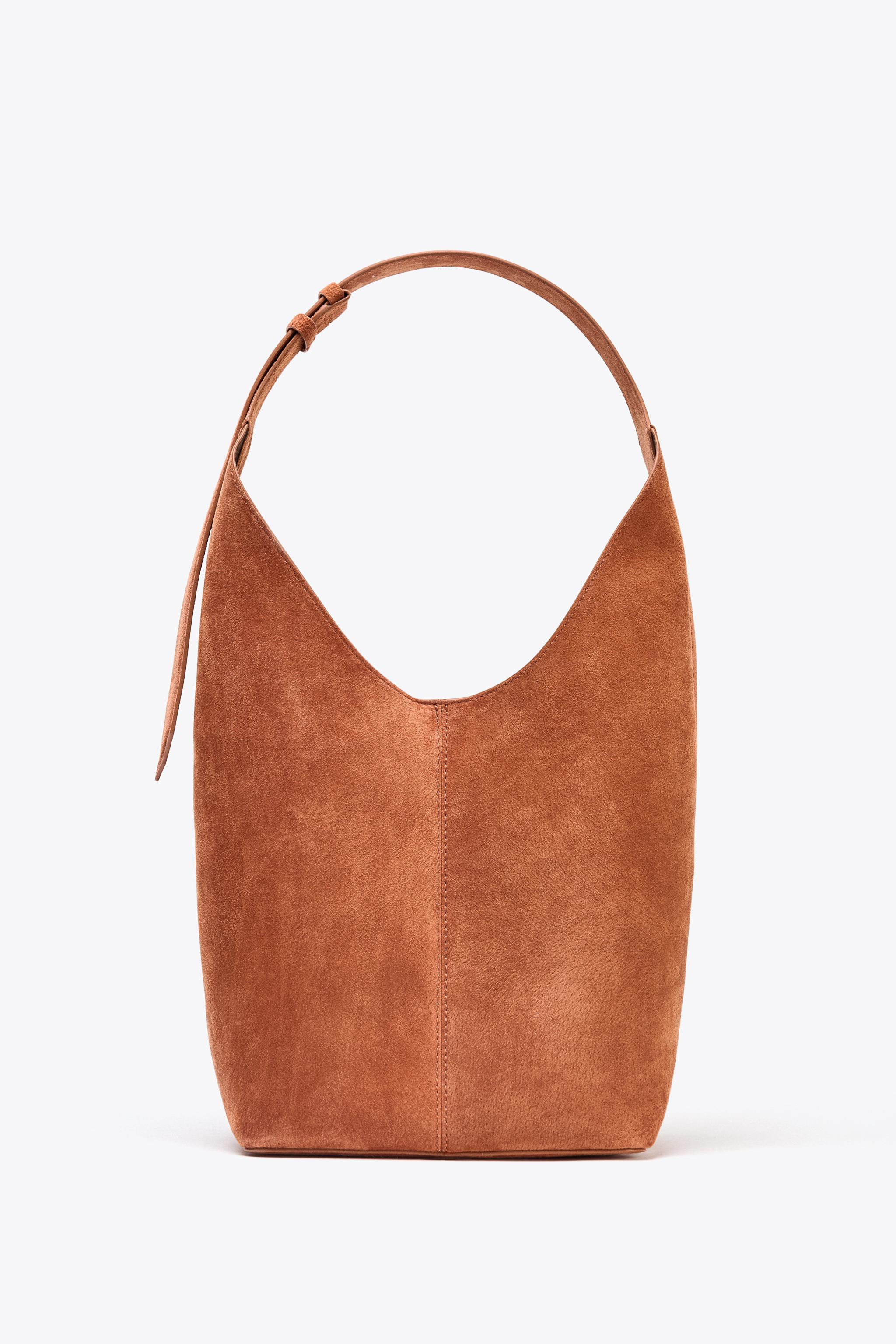 SUEDE MAXI BUCKET BAG WITH HANDLE DETAIL | Zara UK
