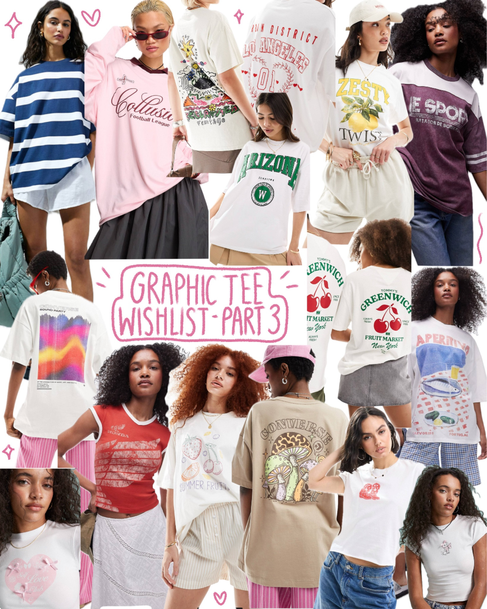 Graphic tee wishlist part 3!
Graphic tee outfit, oversized tshirt, baby tee, brunch outfit, festival outfit, colourful outfit, jeans and a nice top, asos, asos outfit, spring outfit, summer outfit, outfit inspo, fruit tee 🍒

#LTKstyletip #LTKFestival #LTKfindsunder50