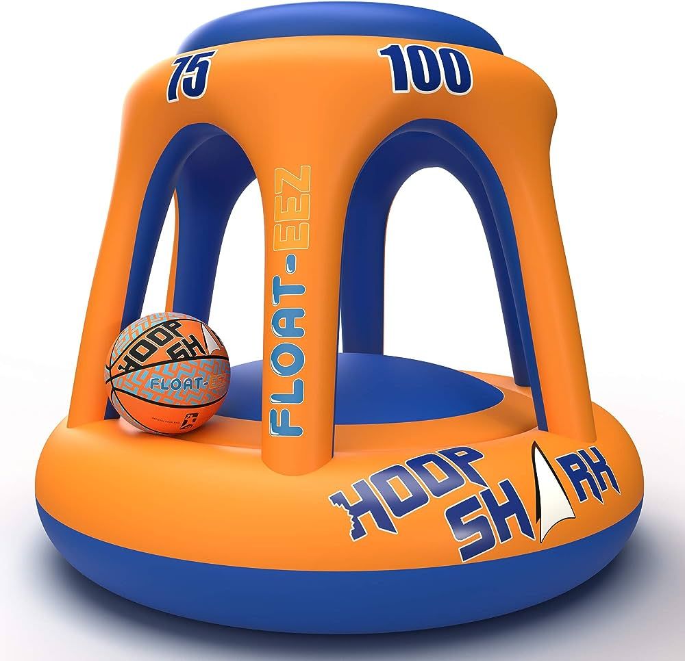 Swimming Pool Basketball Hoop Set by Hoop Shark - Orange/Blue - Inflatable Hoop with Ball - Perfe... | Amazon (US)