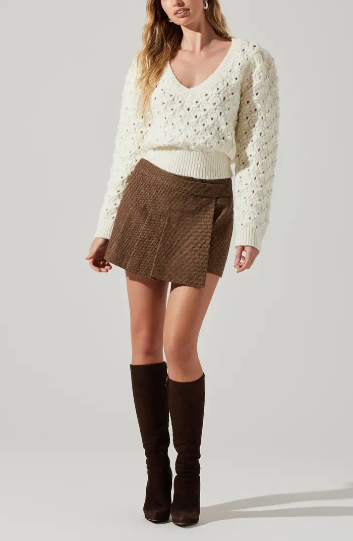 Theodora Houndstooth Pleated Wool Blend Miniskirt | Nordstrom