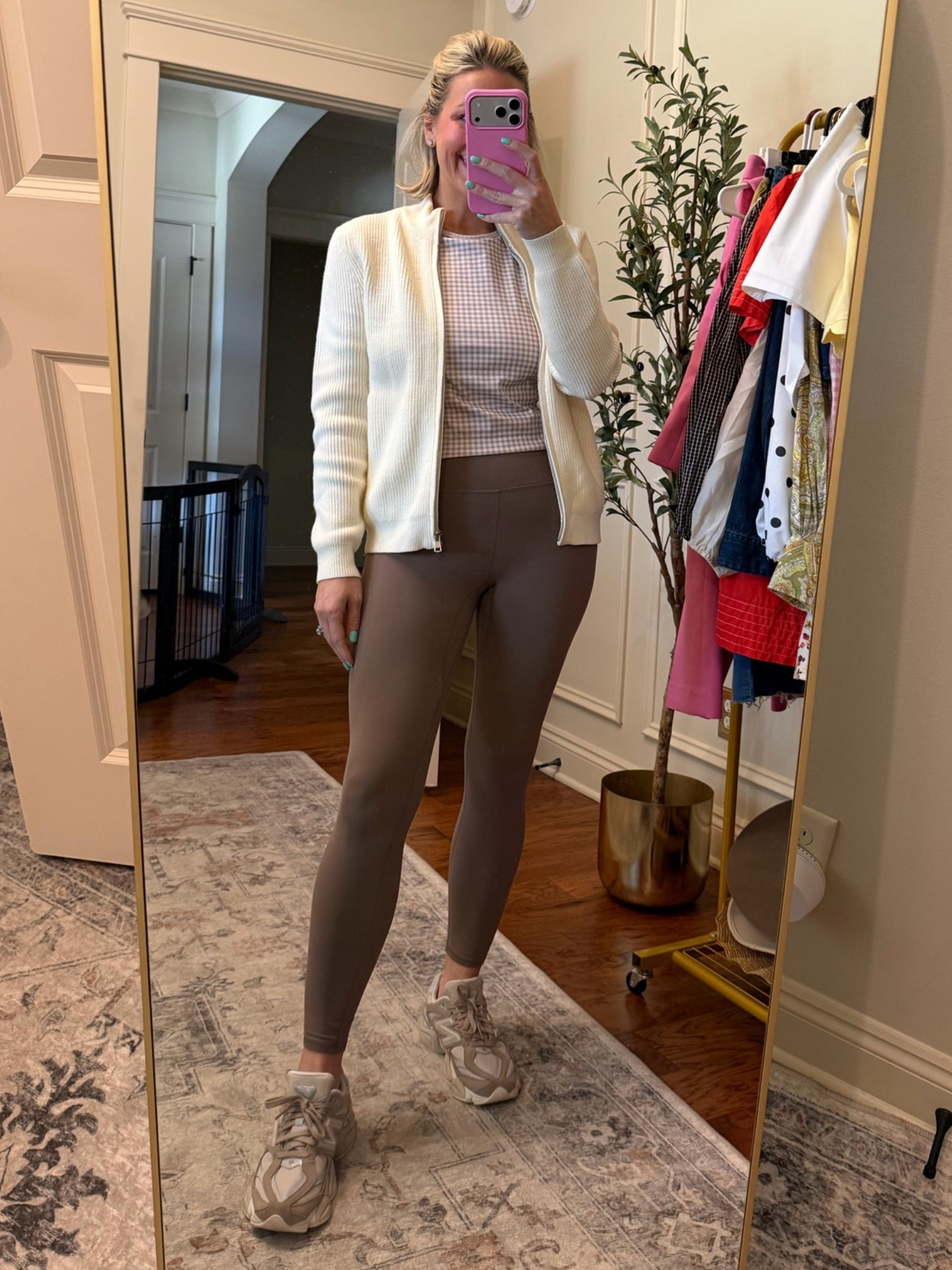 Free people movement leggings size small
Amazon sweater size small
Old top but linking similar 
Best sneakers size 7! Run TTS!

#LTKPetite #LTKActive #LTKootd