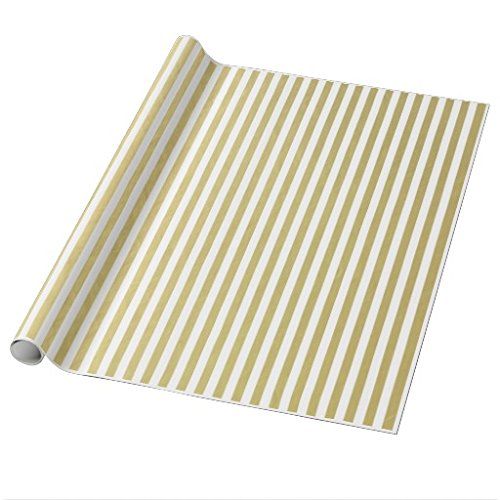Gold Foil White Stripes Pattern Gift Wrap Paper | Amazon (US)