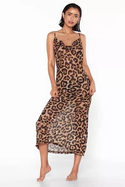 Leopard Cowl Neck Maxi Beach Dress | Nasty Gal (US)