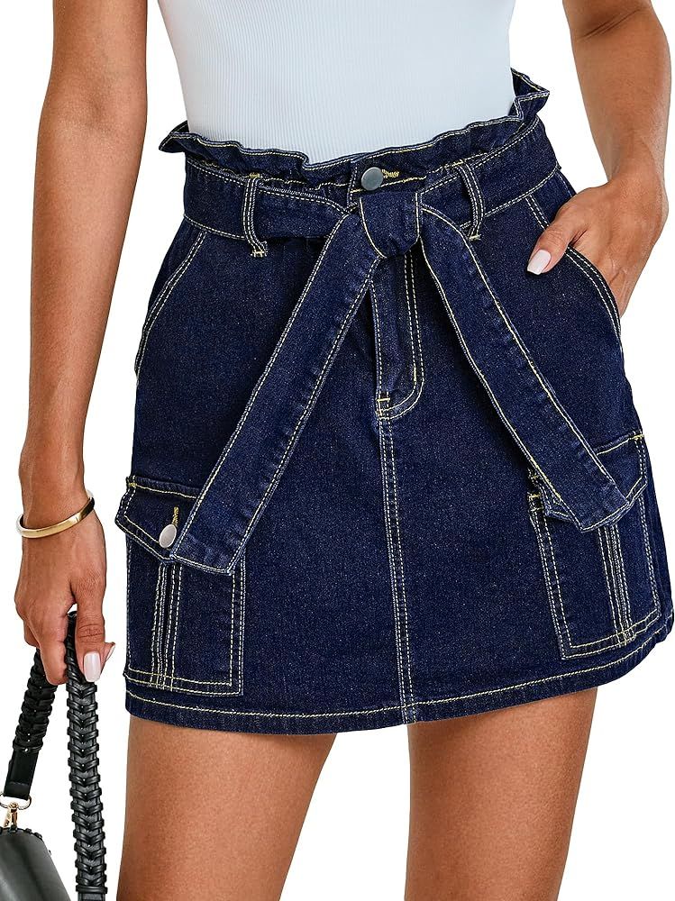 luvamia Denim Skorts Skirts for Women High Waisted Jean Shorts with Pockets Casual Cute Summer Be... | Amazon (US)