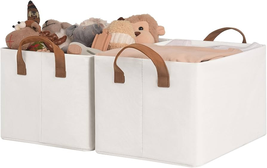 StorageWorks Storage Bins, Fabric Storage Bins for Shelves, Storage Baskets with Metal Frame, Clo... | Amazon (US)