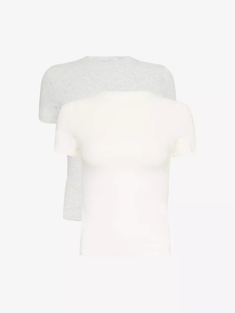 Round-Neck Pack-of-Two Stretch-Cotton T-Shirt | Selfridges