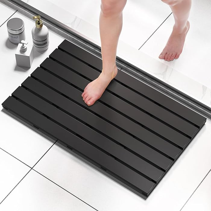 Domax Wooden Bamboo Bath Shower Mat- Non-Slip Waterproof Large Bathroom Floor Mat for Indoor Outd... | Amazon (US)