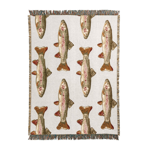 Trout Jacquard Woven Blanket | Mud Pie