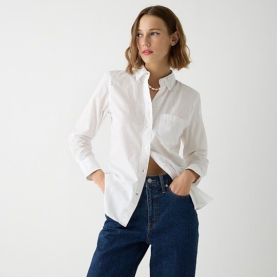 J.Crew: Classic-fit Washed Cotton Poplin Shirt For Women | J.Crew US