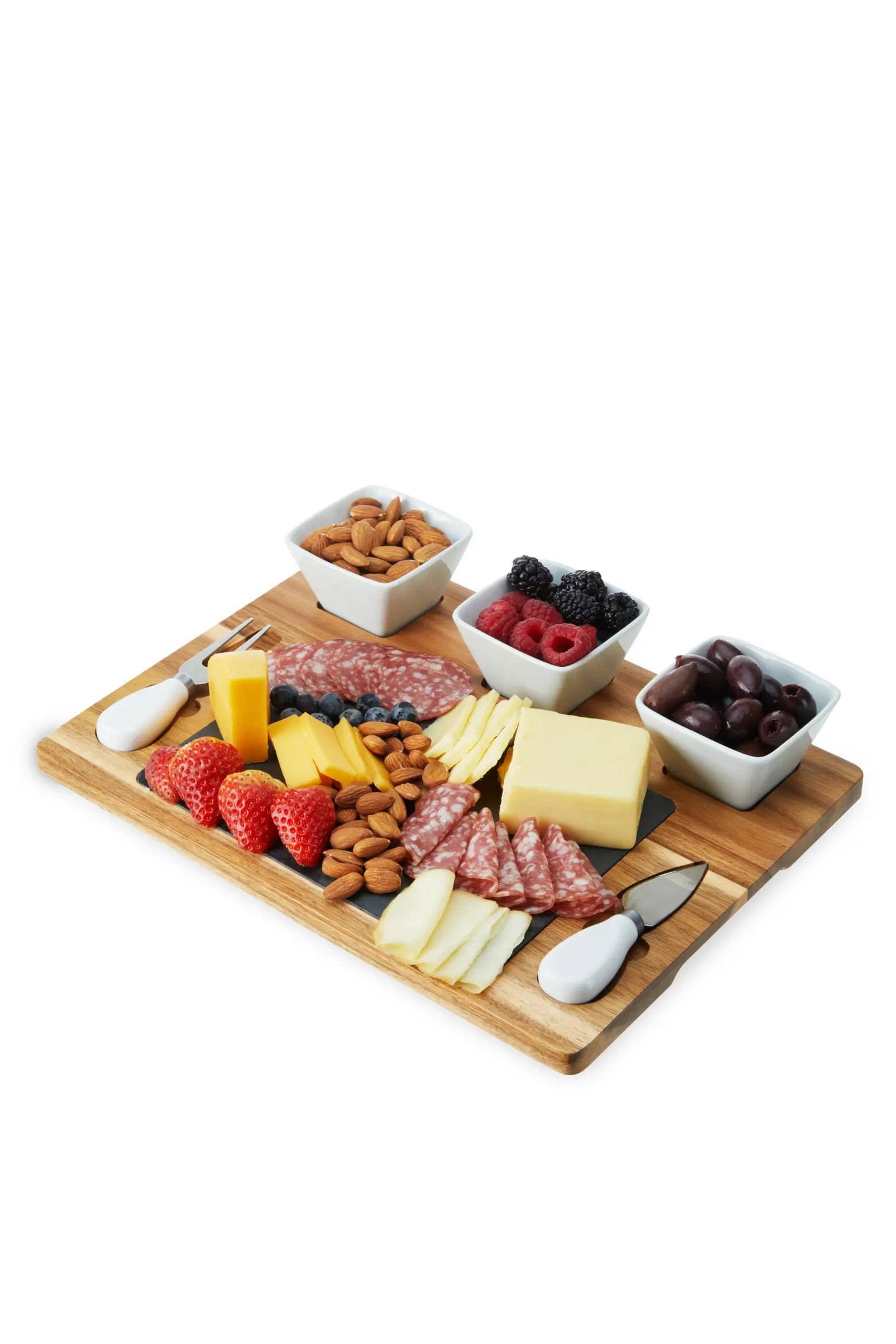 Acacia Wood & Slate Cheese Board Set with Ceramic Bowls | Nordstrom | Nordstrom