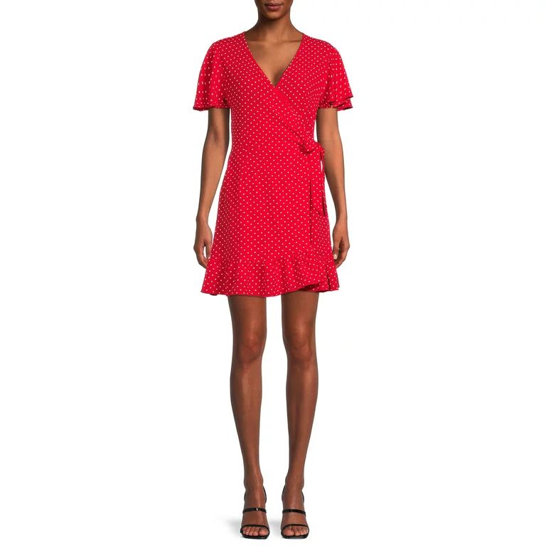 Nine.Eight Women Flutter Sleeve Short Wrap Dress | Walmart (US)