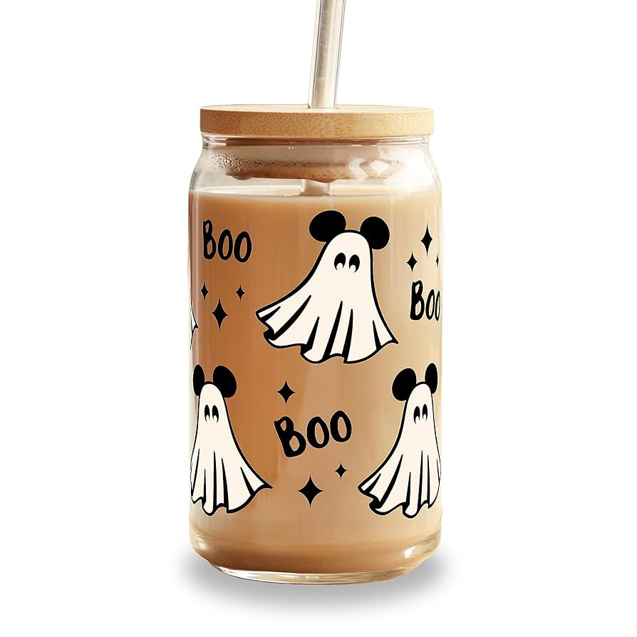 Scream Halloween Cute Glass Cup, Fall Iced Coffee Glass Spooky Season Gift, Halloween Themed Gift... | Amazon (US)