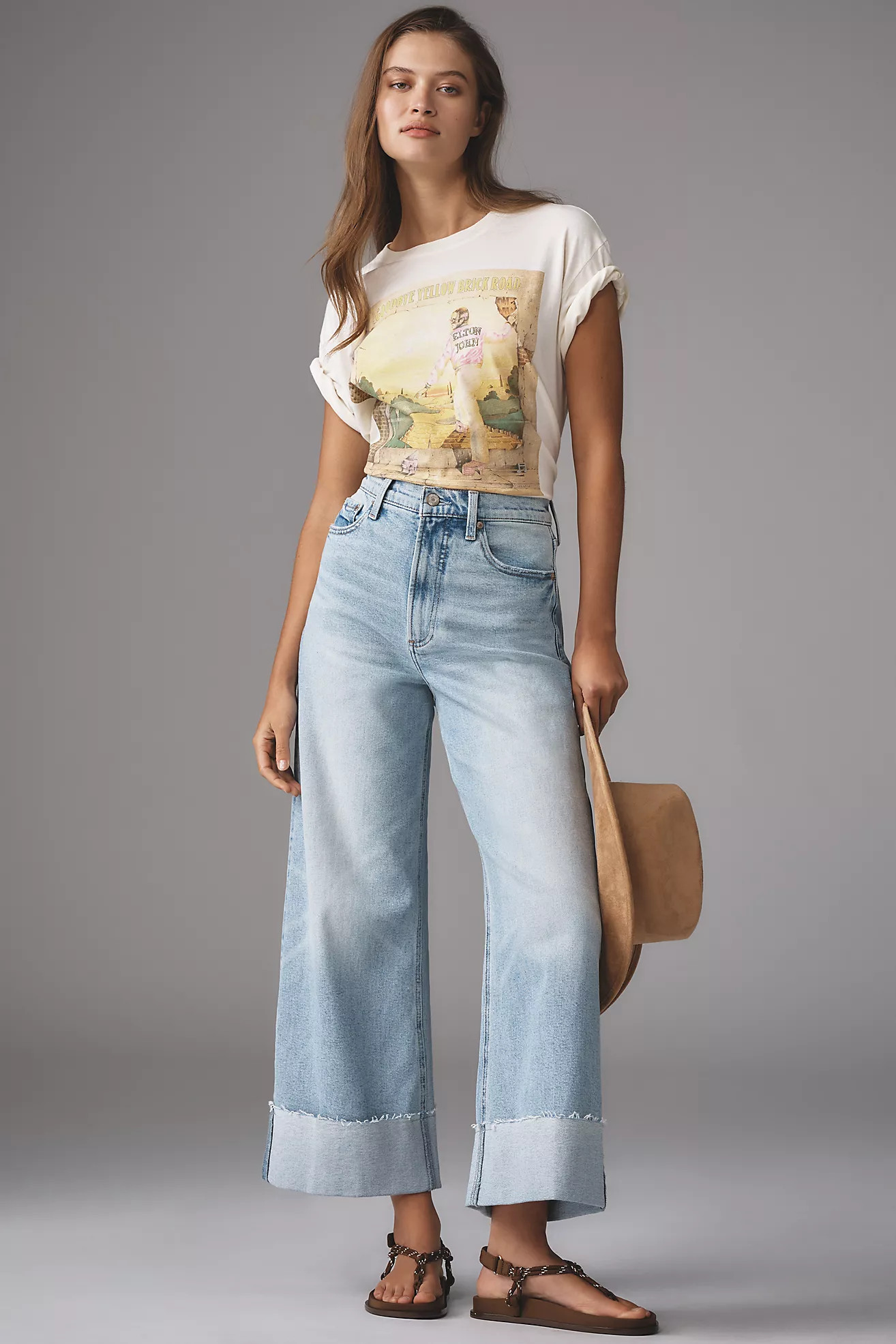 Pistola Lana High Rise Ultra-Wide-Leg Cuffed Jeans | Anthropologie (US)