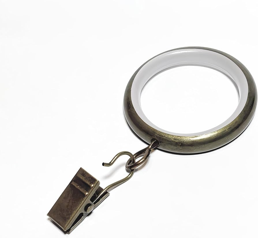 24 PCS Curtain Rings, Metal with Smooth, Quiet Nylon Inserts with Clips, 1.38" Interior Diameter,... | Amazon (US)