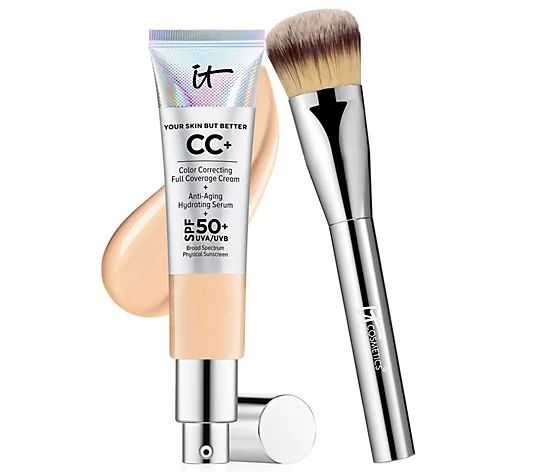 IT Cosmetics Full Coverage Physical SPF 50 CC Cream with Plush Brush - QVC.com | QVC
