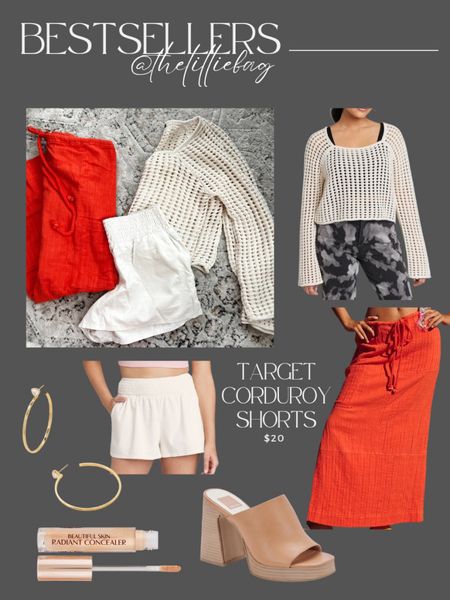 Bestseller: Target corduroy shorts. 
I have small. They’re a spring fabric! 

Target finds. Crochet top. Skirt cover up. Large hoops. Wedges. Spring break style. Warm weather vacation  

#LTKswim #LTKstyletip #LTKunder50