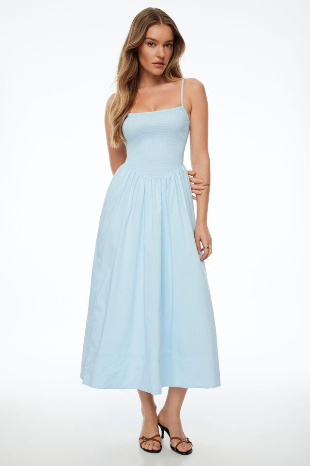 Smocked Poplin Maxi Dress | Dynamite Clothing