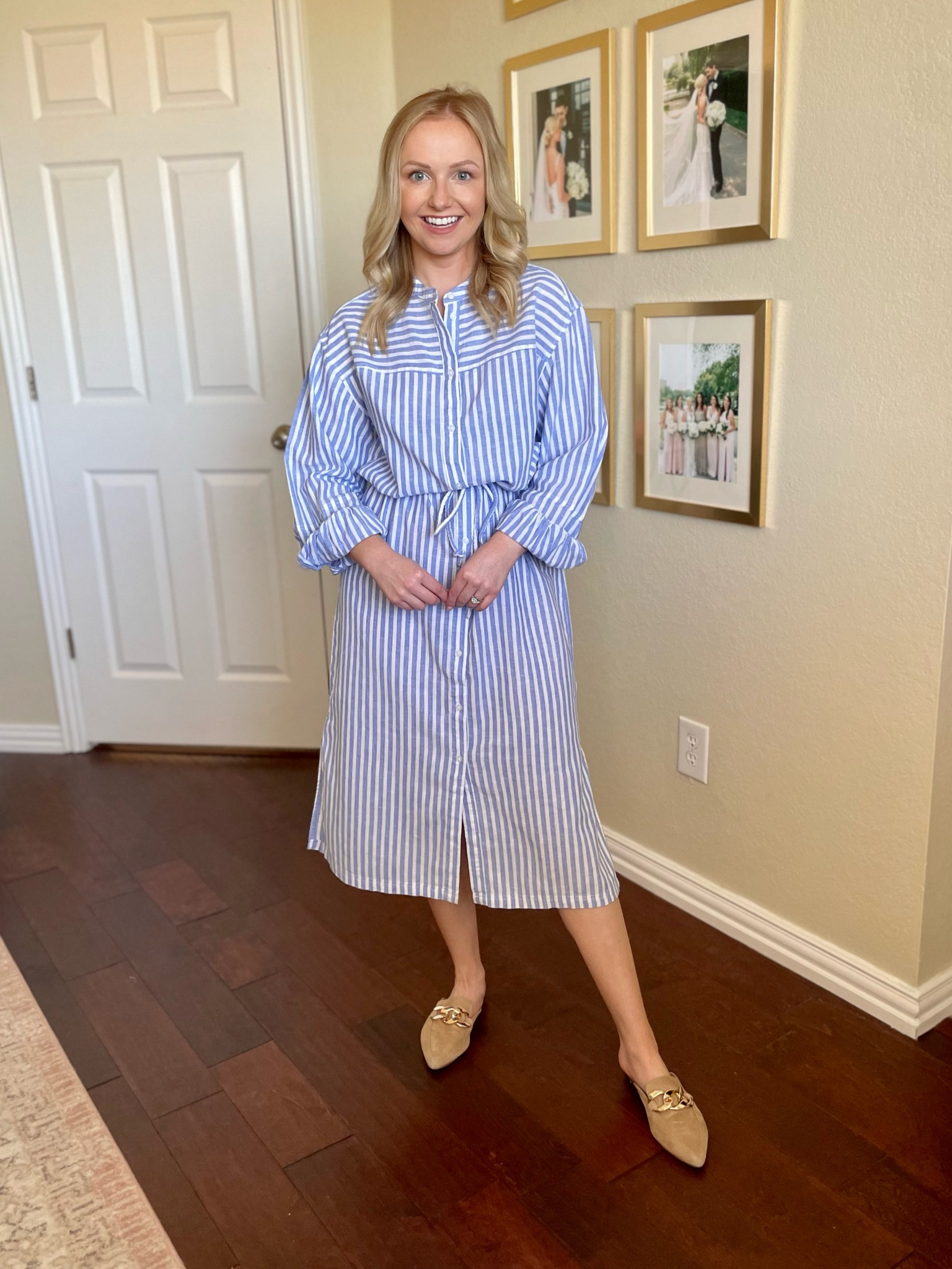 Wearing an XS | midi dress, blue and white dress, coastal style, linen dress, teacher outfit, workwear 

#LTKstyletip #LTKFind #LTKSeasonal