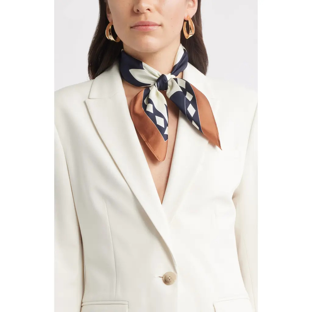 Nordstrom Print Silk Square Scarf in Navy Botanical at Nordstrom | Nordstrom