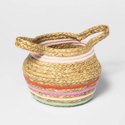 Small Water Hyacinth and Coiled Rope Stripe Bin - Pillowfort&#8482; | Target