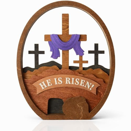 He Is Risen Easter Decor, He is Risen Decoration, Christian Easter Decor, Religious Farmhouse Spring Home Decoration, Christian Home Decoration | Amazon (US)