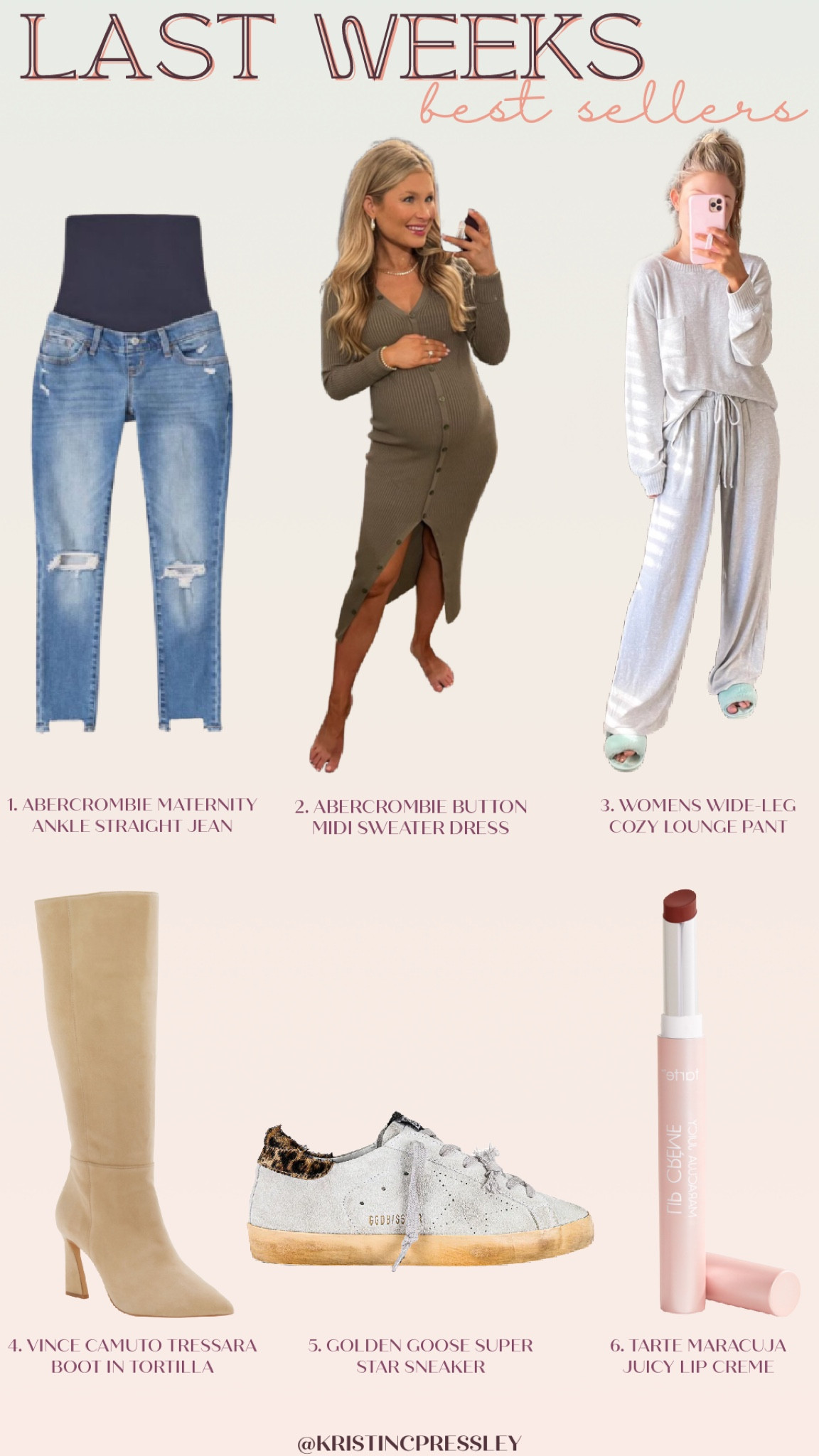 Last weeks. Best sellers. Maternity jeans. Sweater dress. Midi dress. Lounge pants. Knee-high boots. Trendy boots. Golden goose. Sneaker. Maracuja lip. Beauty gift. Gifts for her. Splurge gift. Gifts for yourself. Trendy shoes. Designer sale. Sister gift. Wife gift. Girlfriend gift. Best friend gift. Lounge gifts. Comfy gifts. Beauty gifts. Easy gifts. Gifts on sale

#LTKshoecrush #LTKGiftGuide #LTKsalealert