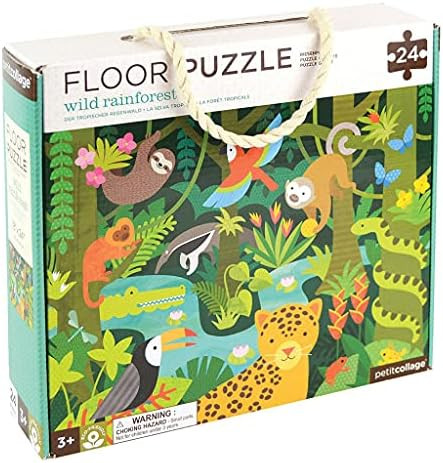 Petit Collage Floor Puzzle, Wild Rainforest, 24-Pieces – Large Puzzle for Kids, Completed Rainf... | Amazon (US)