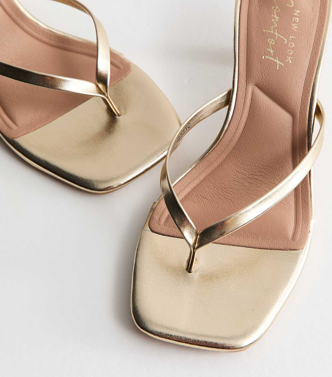 Gold Faux Leather Toe Post Mule Sandals | New Look | New Look (UK)