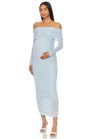 BUMPSUIT Off The Shoulder Mesh Dress in Powder Blue from Revolve.com | Revolve Clothing (Global)