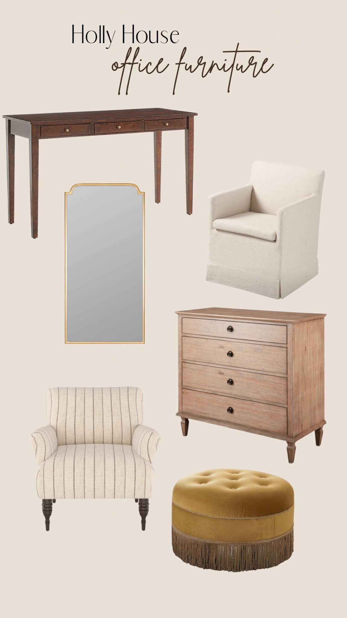 Office furniture in our current home the holly house. Our dresser is vintage but this one sourced has a a similar look and scale

#LTKhome