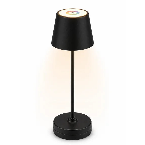 Better Homes & Gardens 14 Inch Indoor/Outdoor Rechargeable Color-Changing Table Lamp, Black, Indo... | Walmart (US)