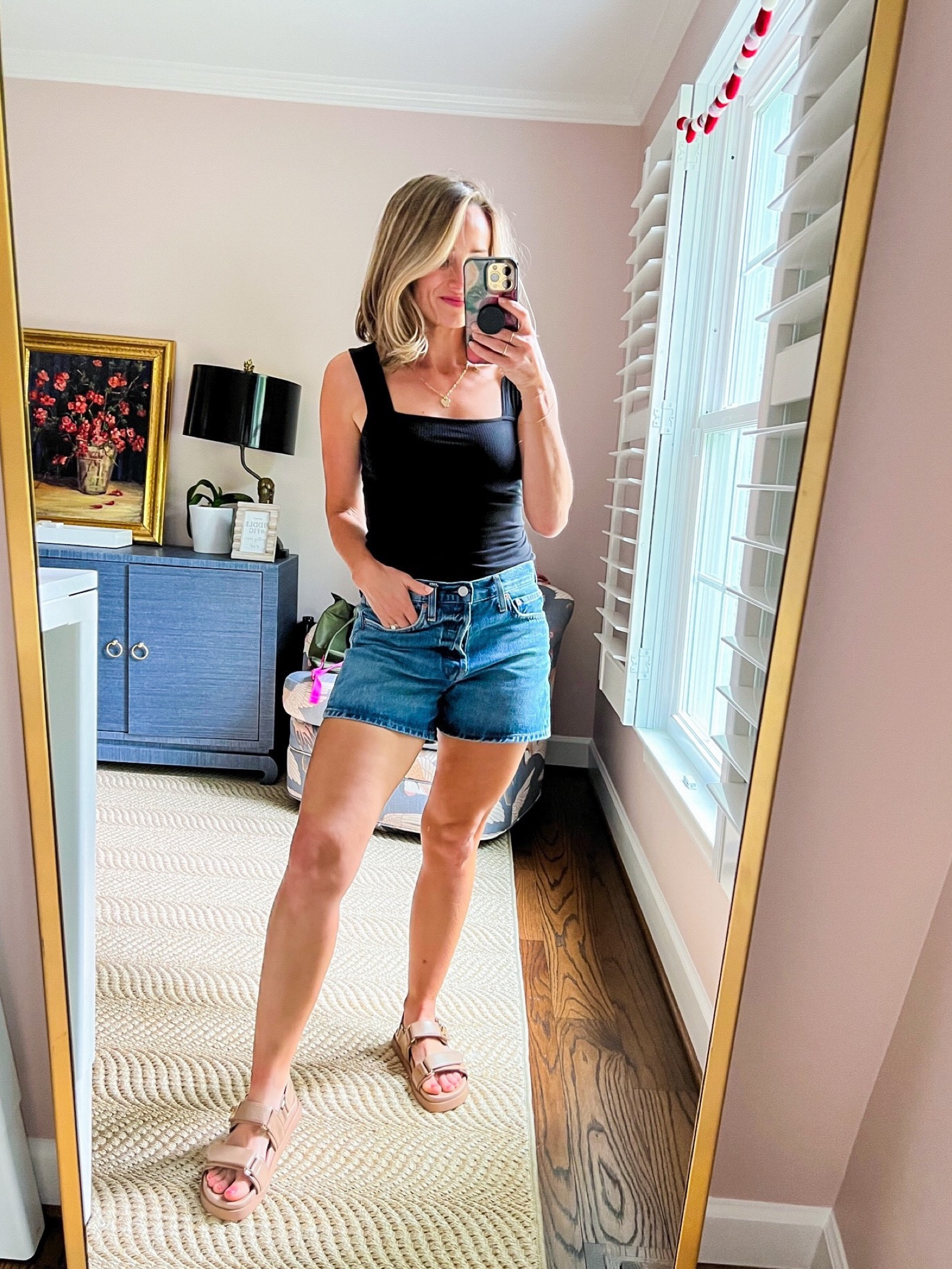 My favorite black ripped square neck, nine dollar tank from Amazon, AGOLDE Parker Long shorts (size 25) and Steve Madden leather platform sandals!

#LTKSeasonal#LTKstyletip#LTKFind