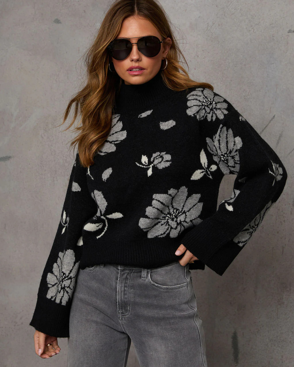 Daylen Floral Turtleneck Sweater | VICI