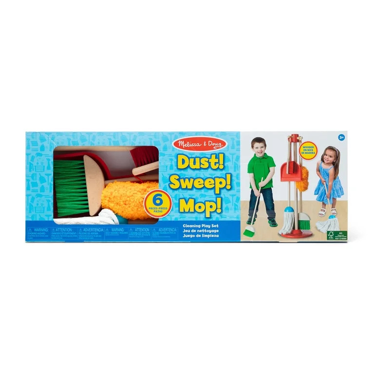 Melissa & Doug Dust! Sweep! Mop! 6-Pc Wood Pretend Play Preschool Cleaning Set - FSC Certified | Walmart (US)