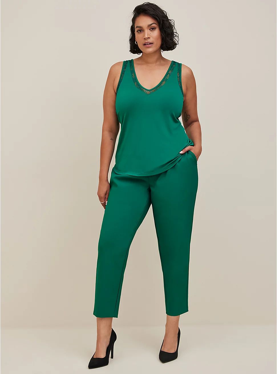Pull-On Relaxed Taper Studio Refined Crepe High-Rise Pant | Torrid (US & Canada)