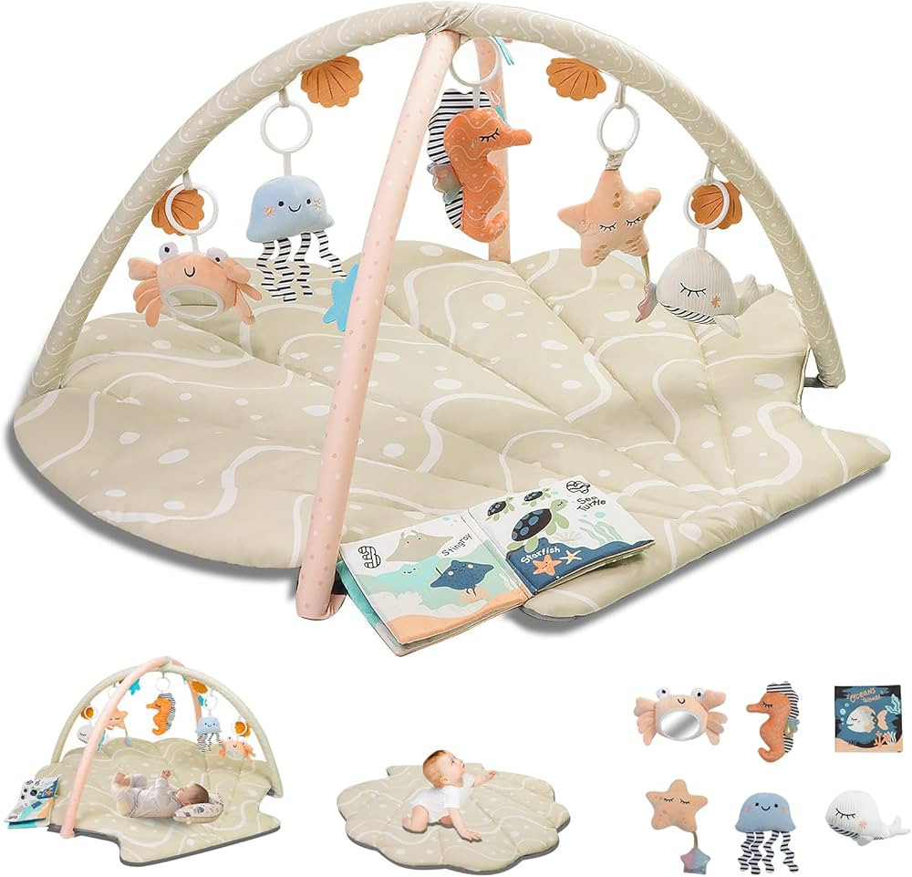 Baby Play Gym Mat, Oversize Tummy Time Activity Mat for Babies 0-6 Months, Cute Shell Baby Play M... | Amazon (US)